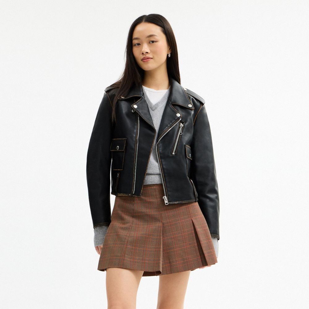 Coach Loved Leather Moto Jacket In Black