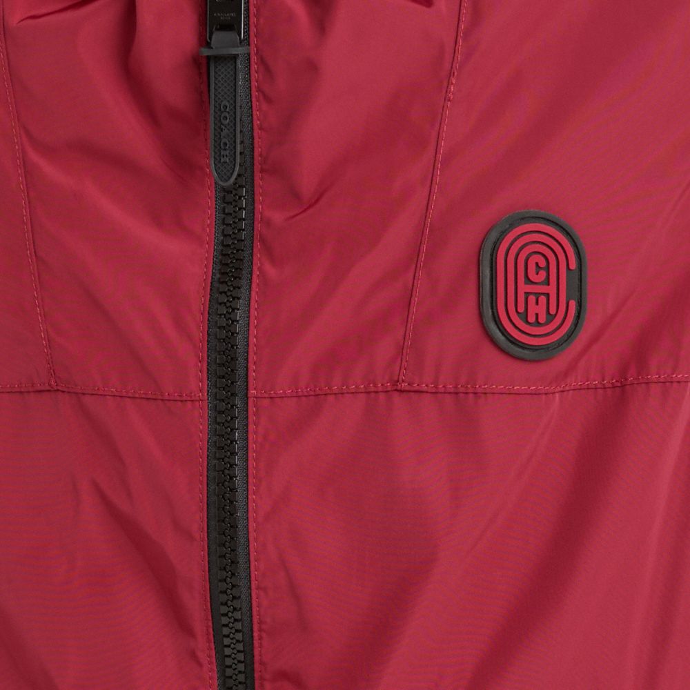 COACH®,Restored Windbreaker,Polyester,Windbreaker,Color Block,Logo,Casual,Maroon,Scale View