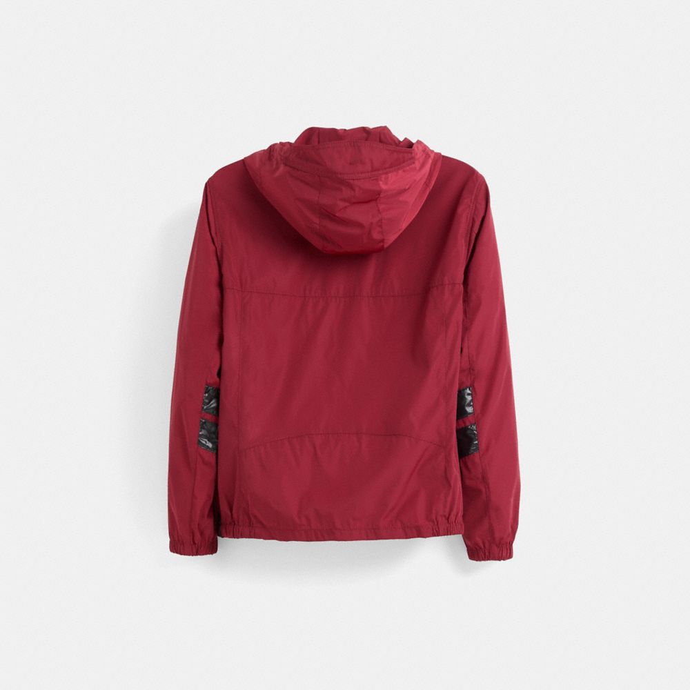 COACH®,Restored Windbreaker,Polyester,Windbreaker,Color Block,Logo,Casual,Maroon,Back View
