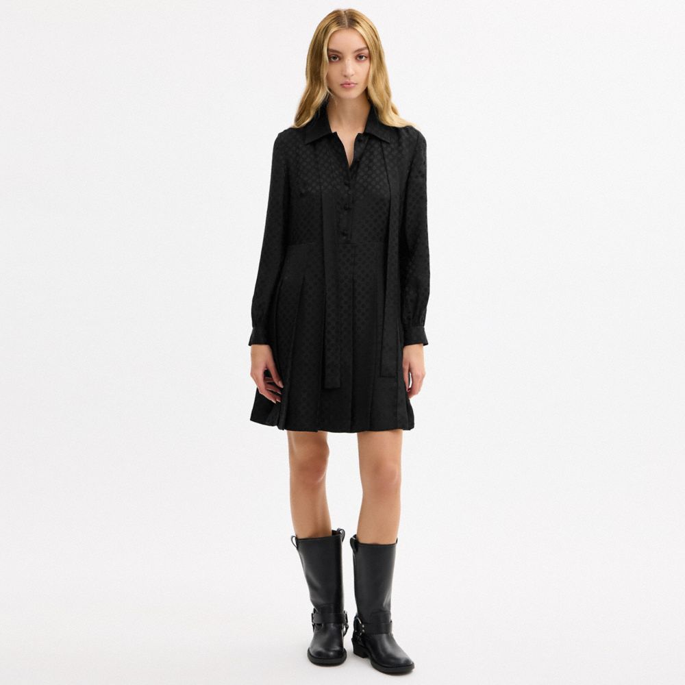 COACH®,Jacquard Pleated Dress,,Scale View