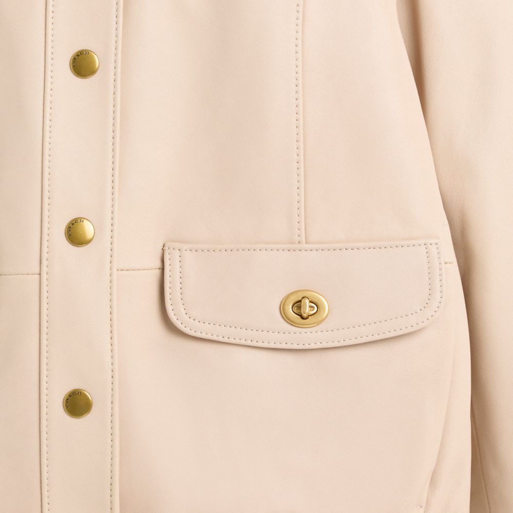 COACH®,Restored Lightweight Leather Jacket,Lambskin,Jacket,Casual,Beige,Scale View