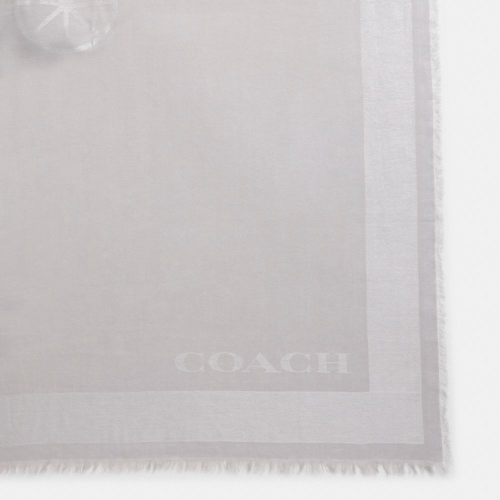 Coach Restored Horse And Carriage Print Oversized Square Scarf In Grey