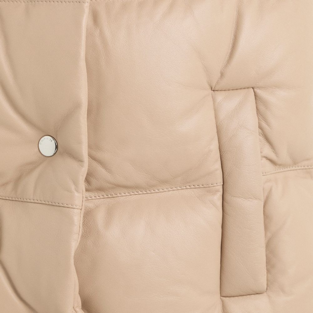 COACH®,Restored Leather Puffer Vest,Beige,Scale View