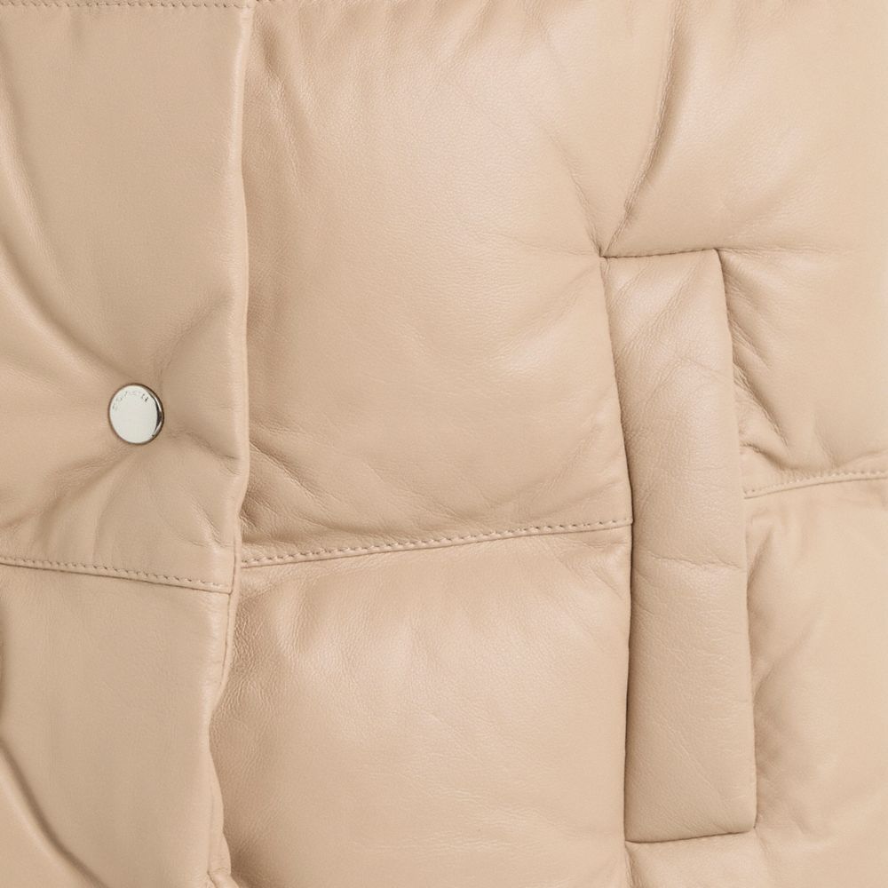 Coach Restored Leather Puffer Vest In Gravel