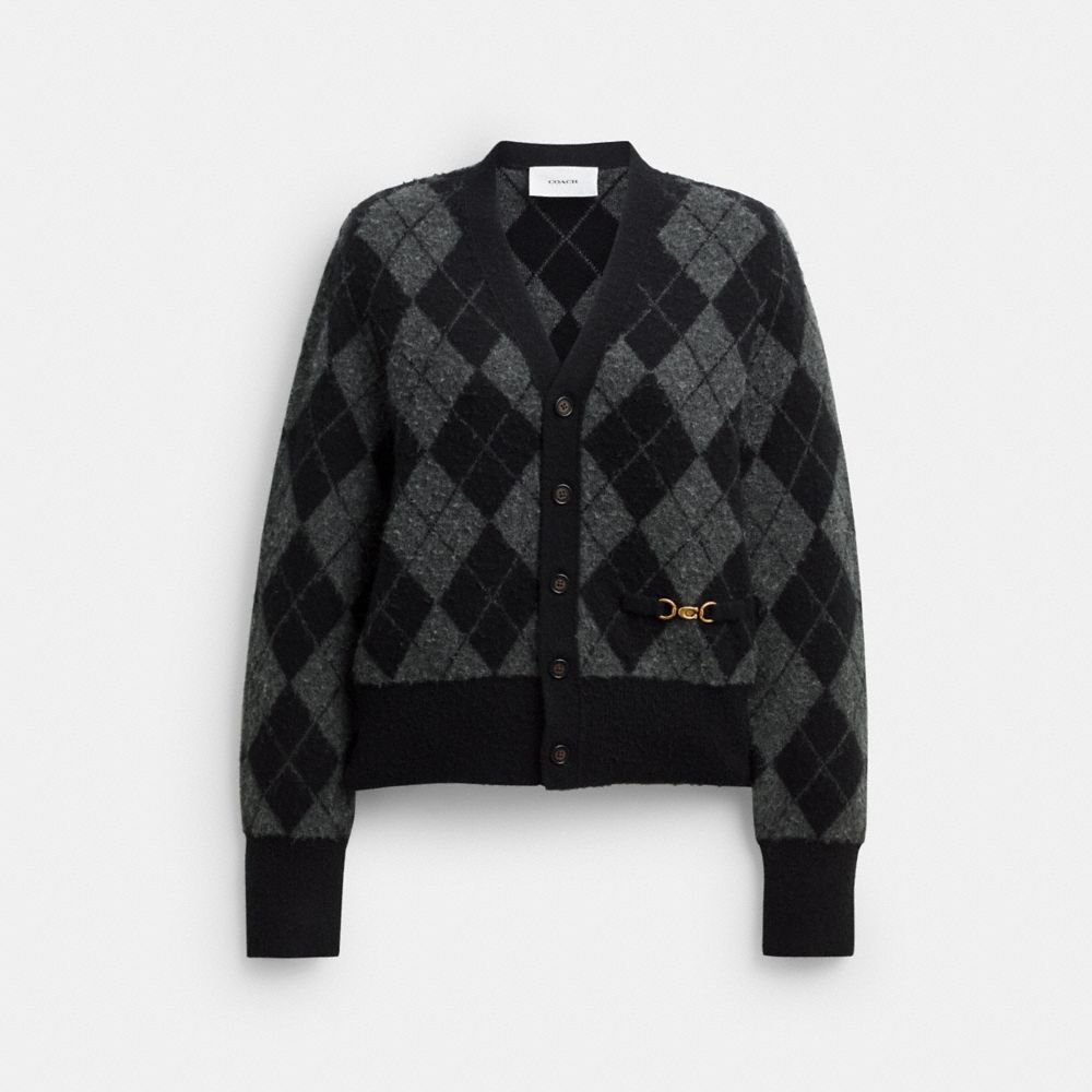 Coach Argyle Cardigan In Black