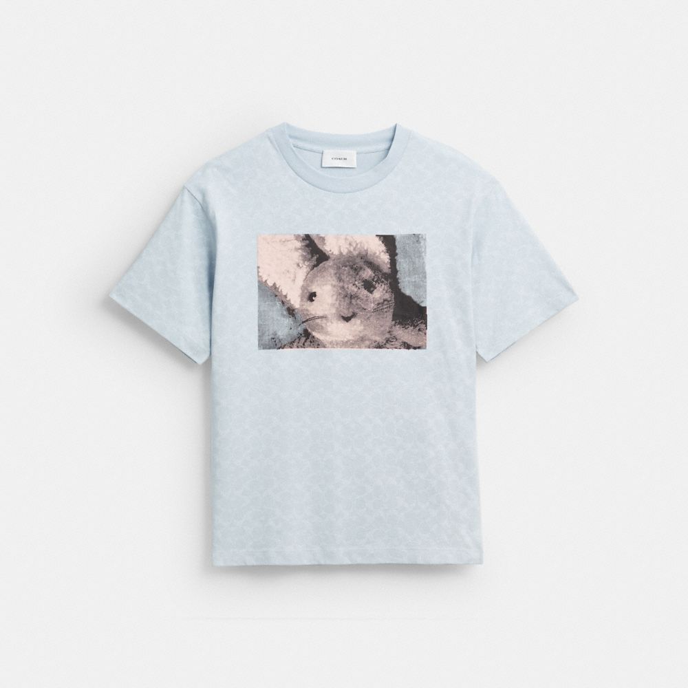 Coach Bunny Graphic Signature Relaxed T Shirt In Blue