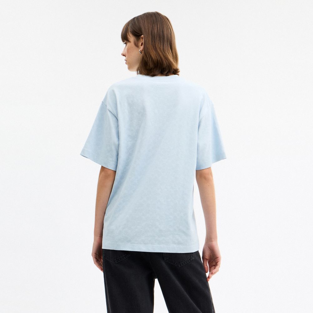 Coach Bunny Graphic Signature Relaxed T Shirt In Blue