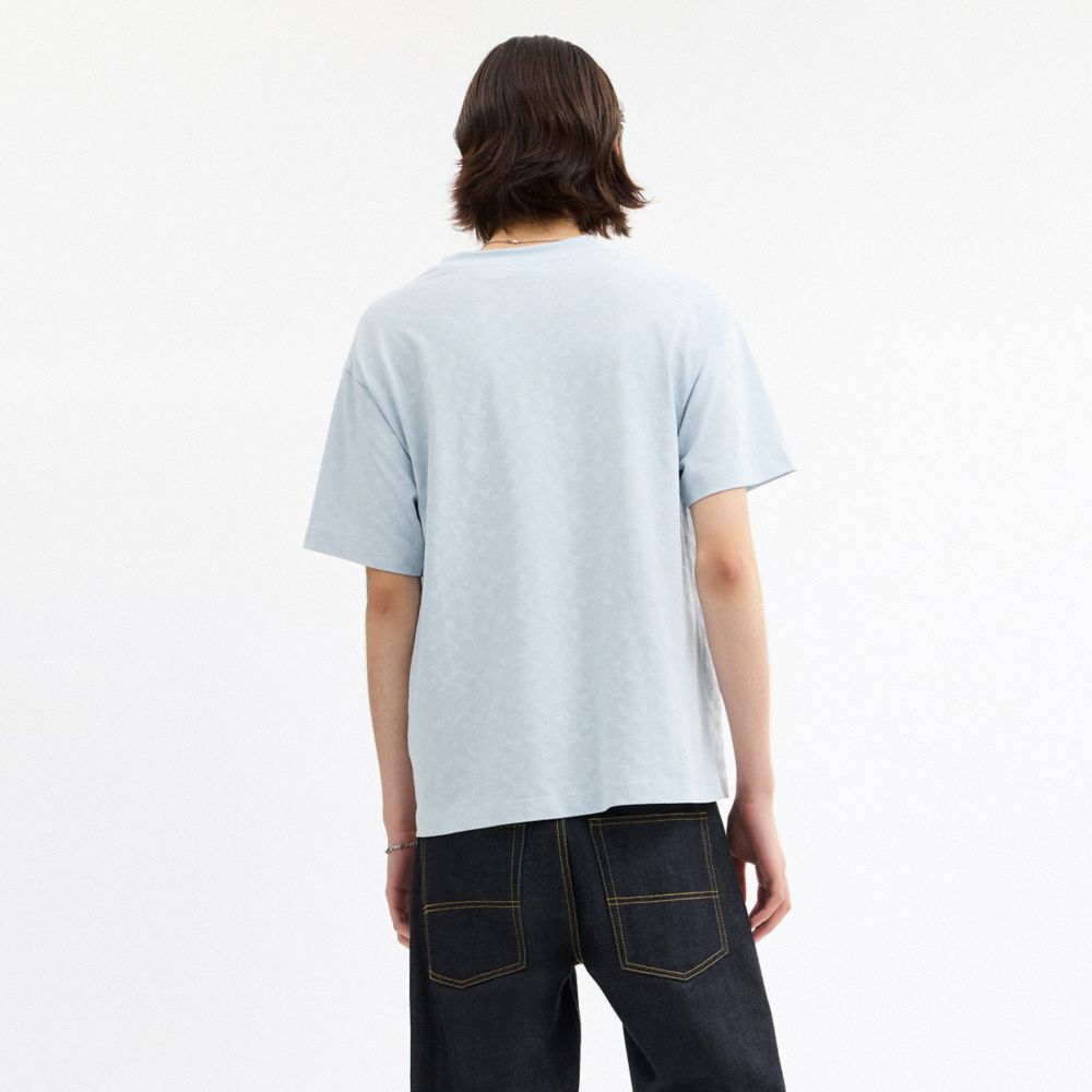 Coach Bunny Graphic Signature Relaxed T Shirt In Blue