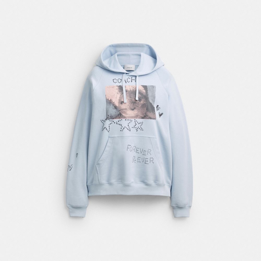 Coach Bunny Graphic Hoodie In Blue