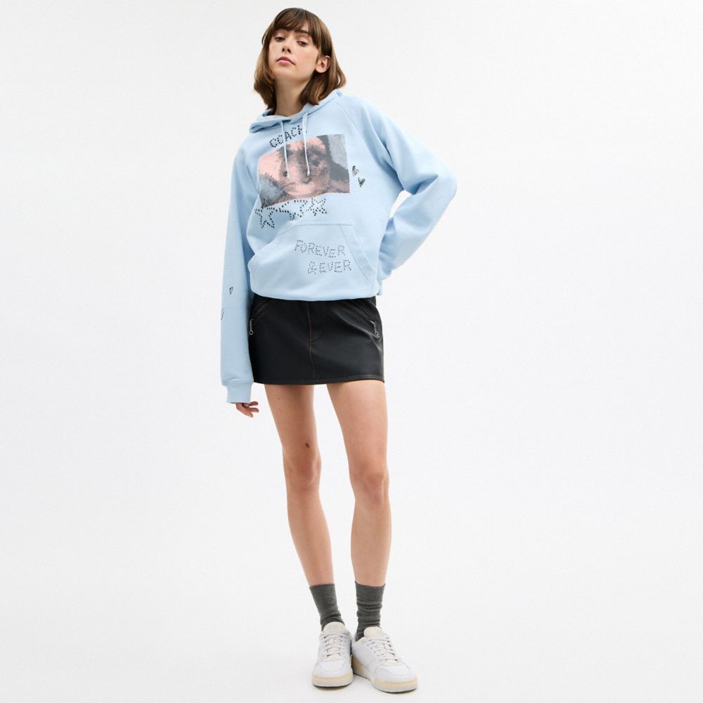 Coach Bunny Graphic Hoodie In Blue