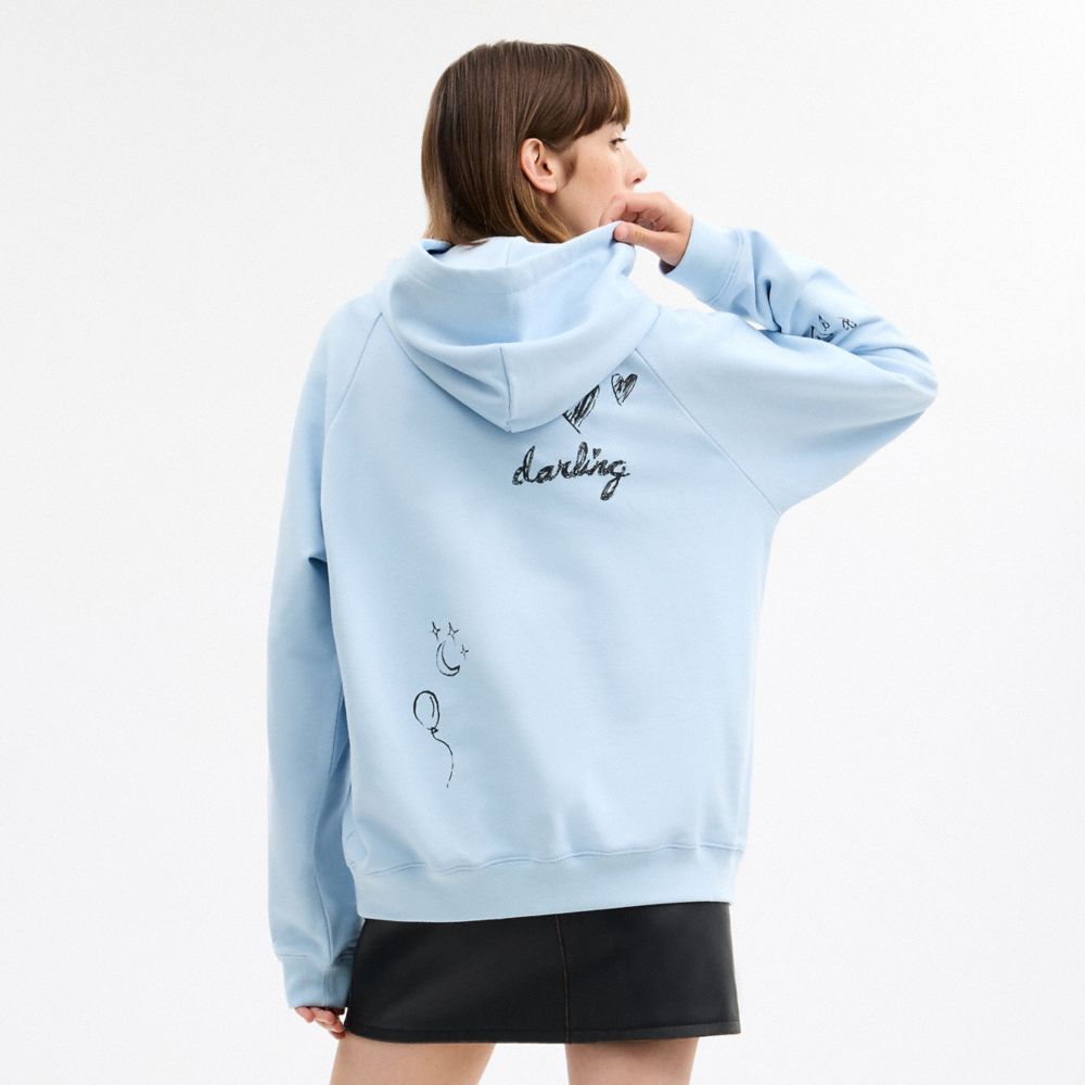 Coach Bunny Graphic Hoodie In Blue