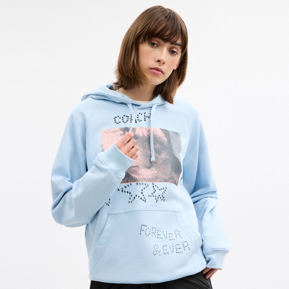 Coach Bunny Graphic Hoodie In Blue