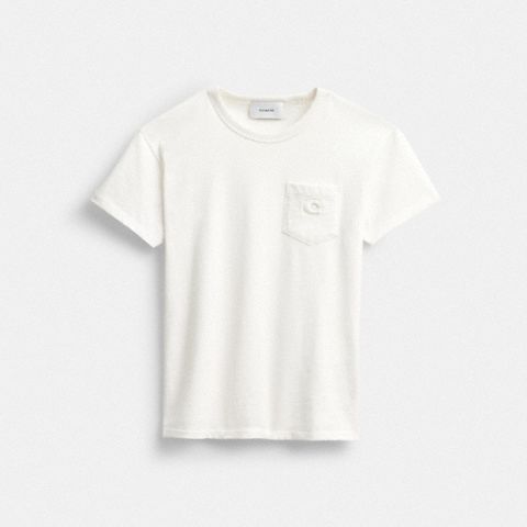 Женские футболки Coach Short Sleeve Pocket T-Shirt In Organic Cotton