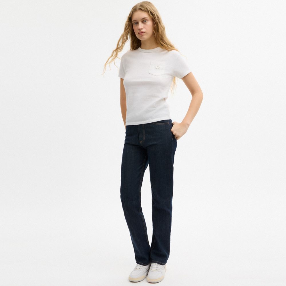 Женские футболки Coach Short Sleeve Pocket T-Shirt In Organic Cotton — фото 2
