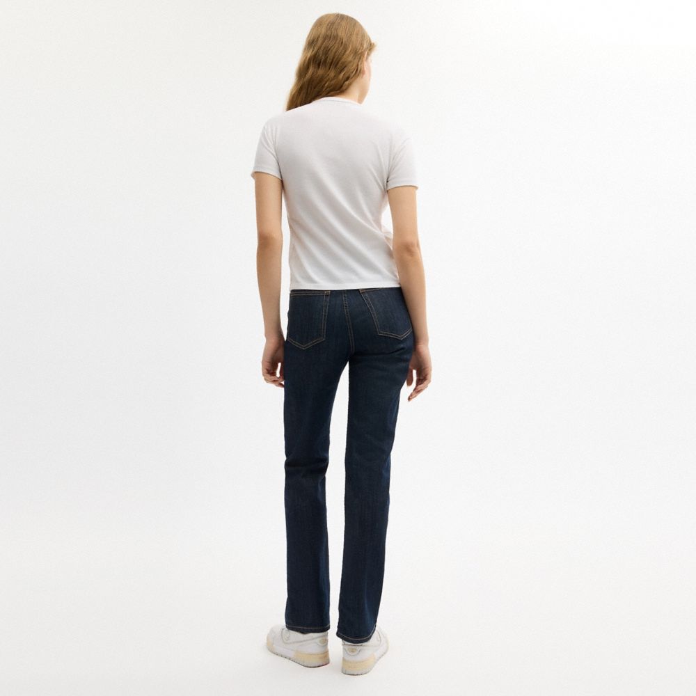 COACH®,Short Sleeve Pocket T-Shirt In Organic Cotton,Organic Cotton,T Shirt,Applique,Eco-Friendly,Casual,White,Scale View