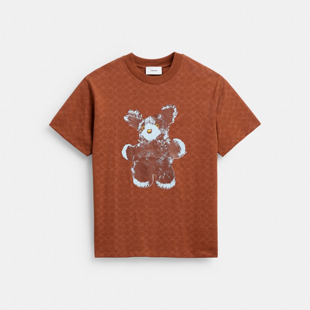 Coach Hare Graphic Signature Relaxed T Shirt In Burgundy