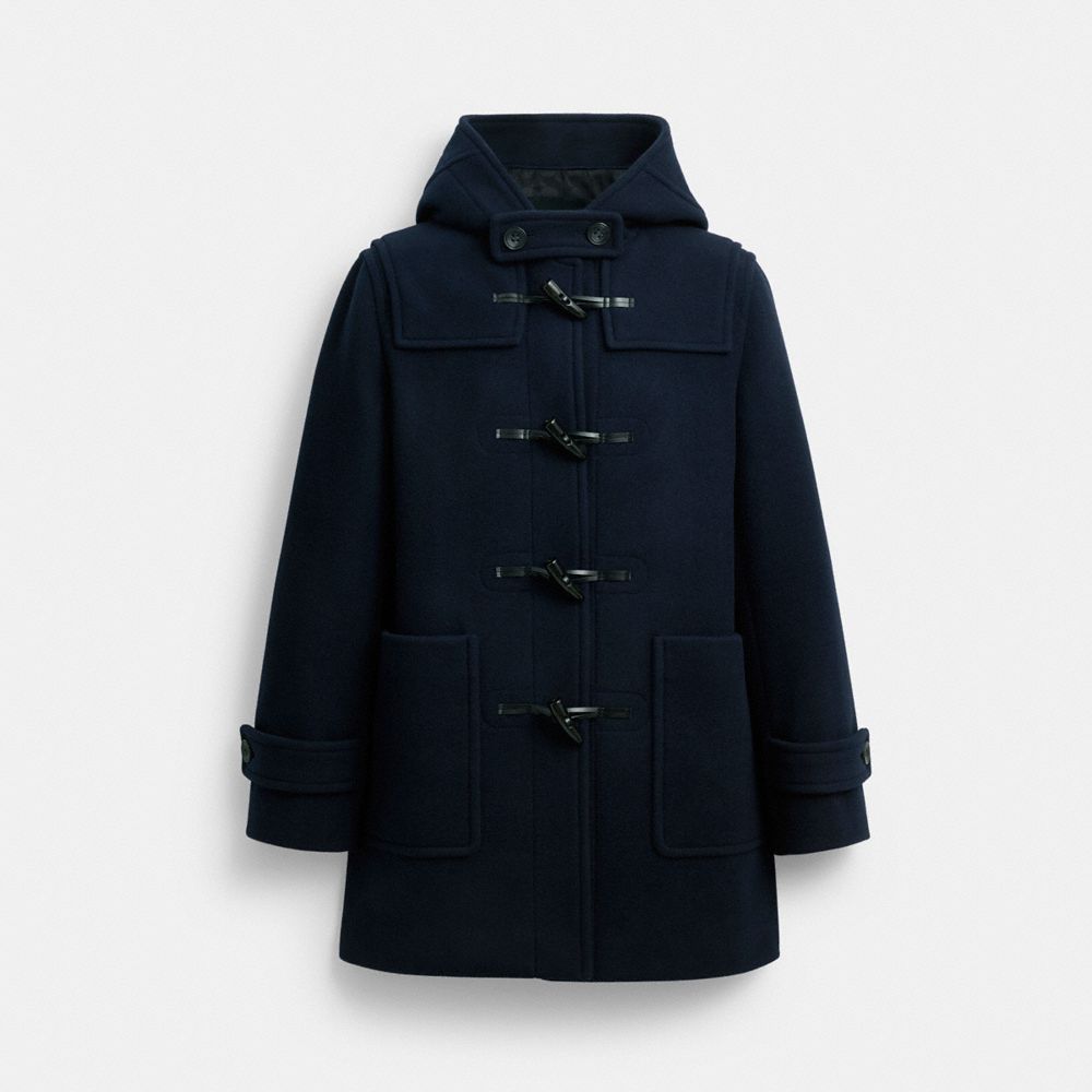 Coach Wool Duffle Coat In Blue