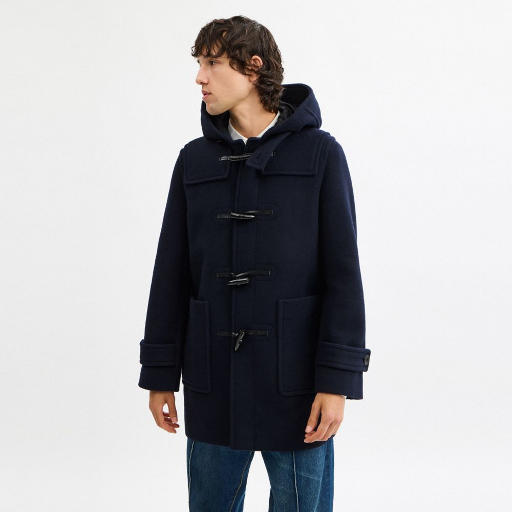 Coach Wool Duffle Coat In Blue