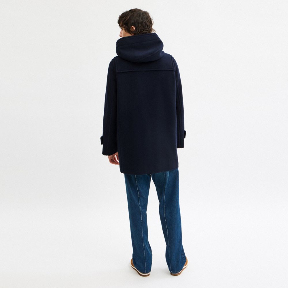 Coach Wool Duffle Coat In Blue