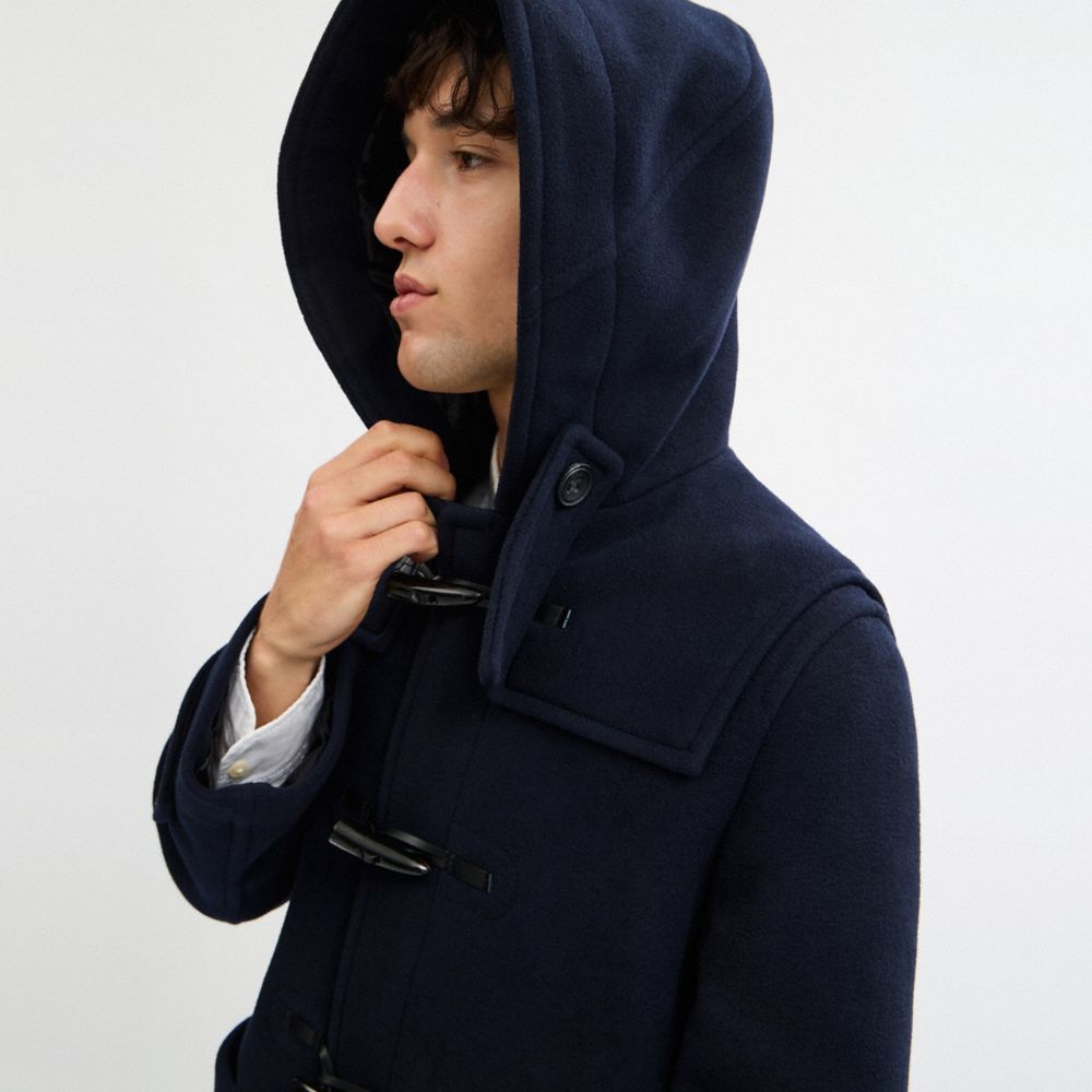 Coach Wool Duffle Coat In Blue