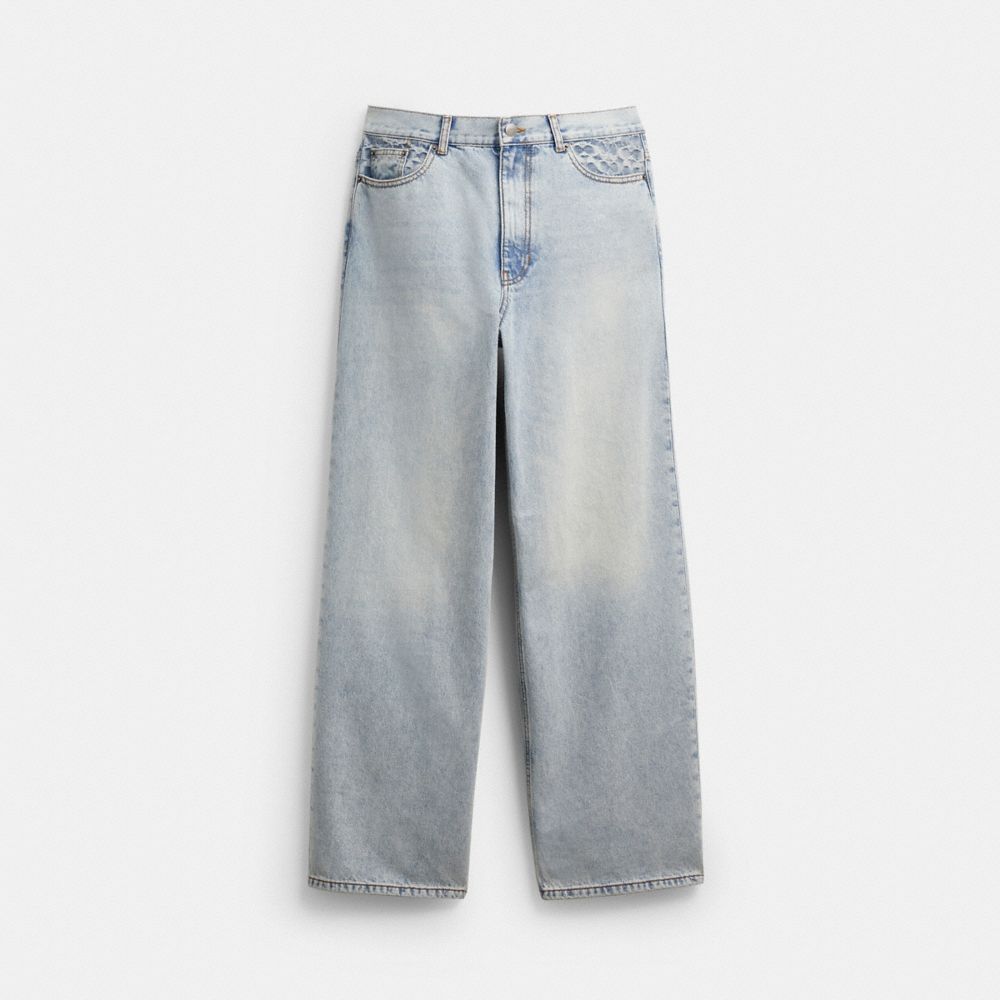 Coach Baggy Denim Jeans In Organic Cotton In Blue
