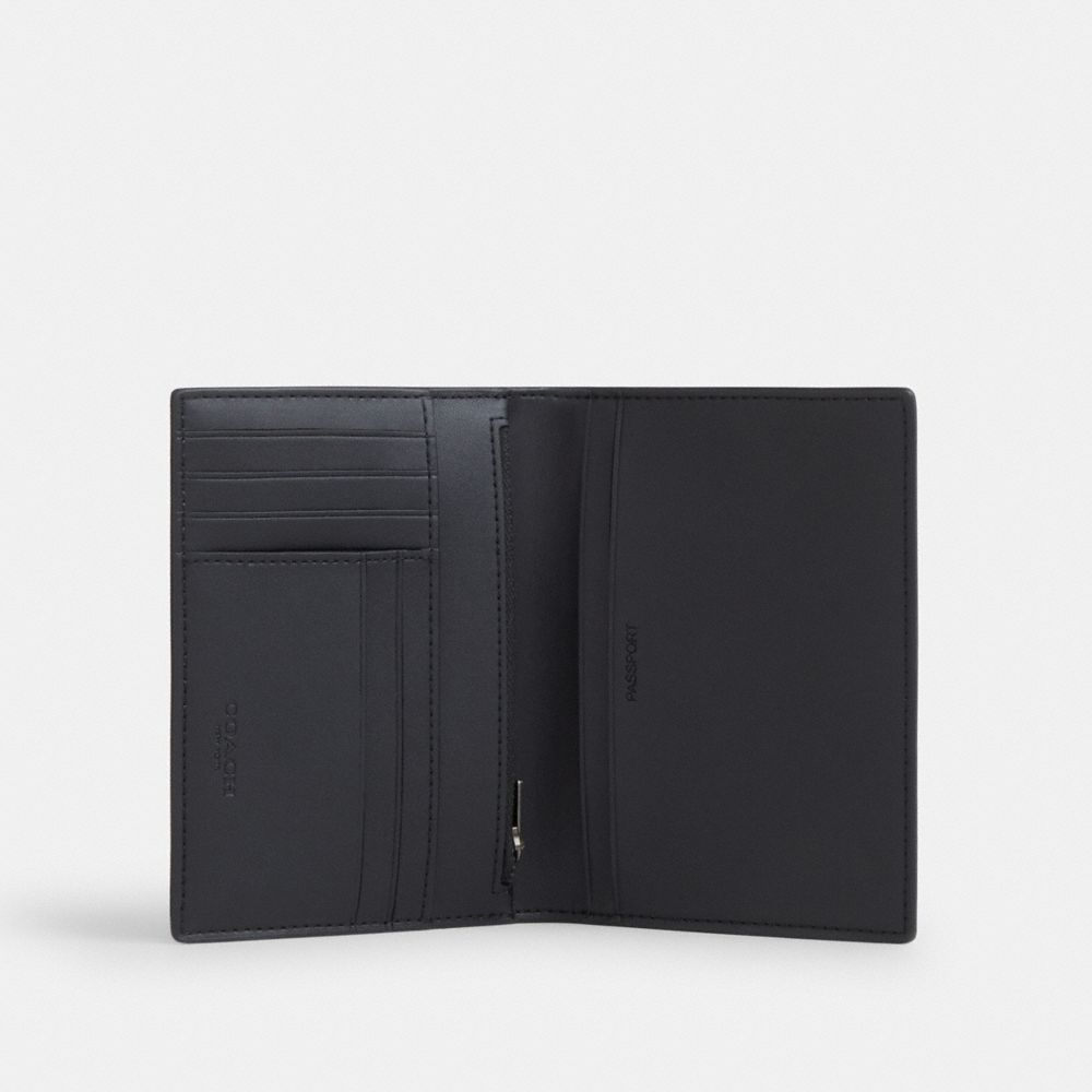 COACH®,Passport Card Case With Penguin Print,,Inside View,Top View