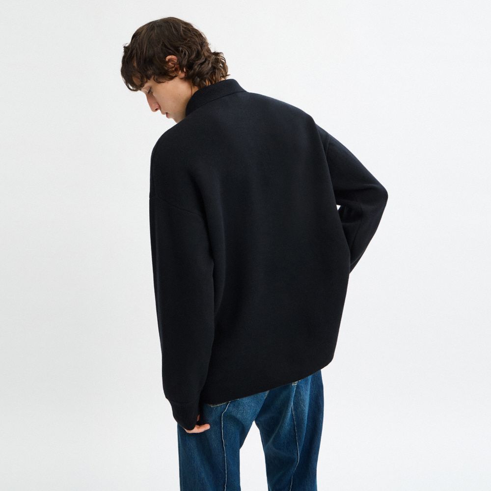 COACH®,Relaxed Long Sleeve Knit Polo,,Scale View