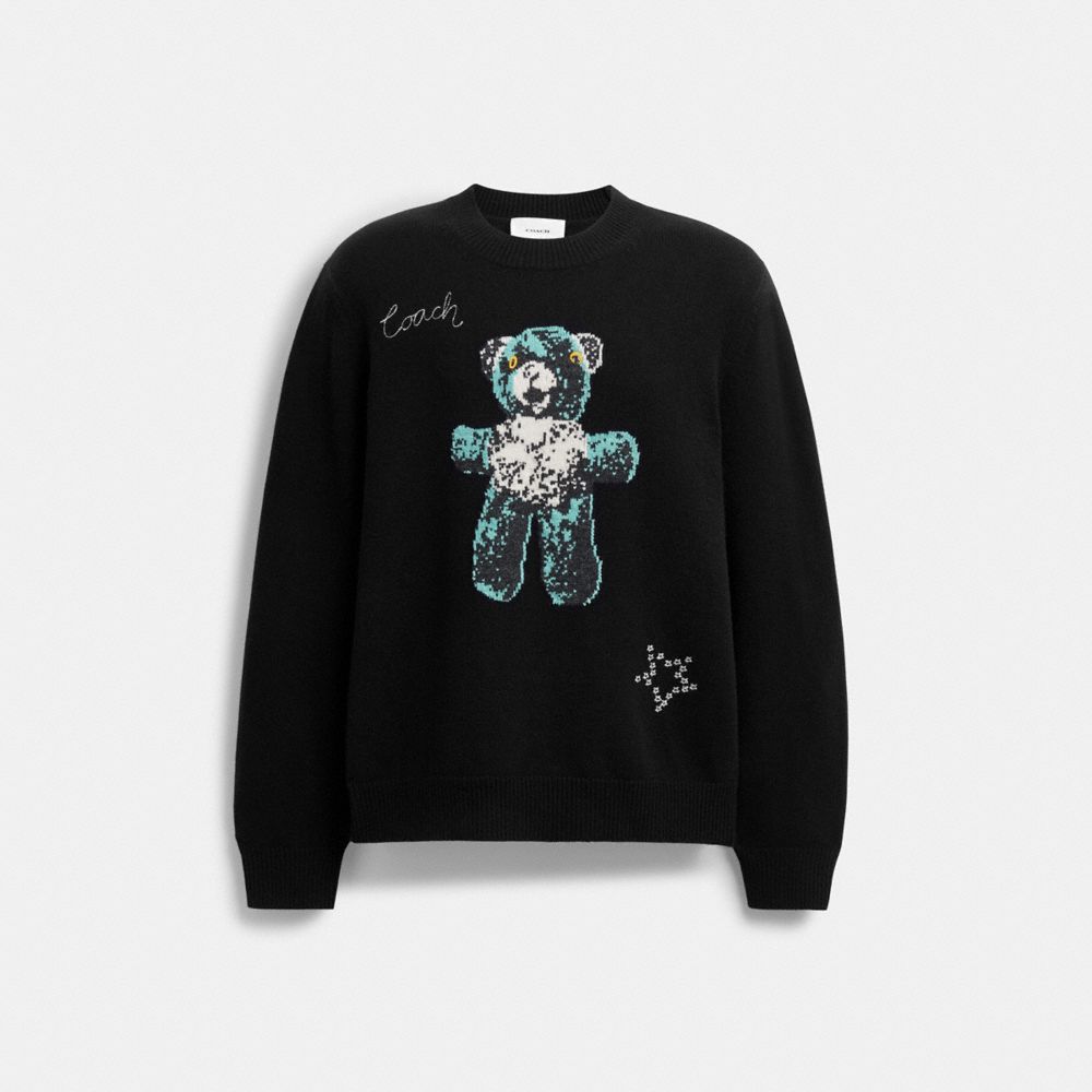 Coach Lightweight Bear Graphic Sweater In Black