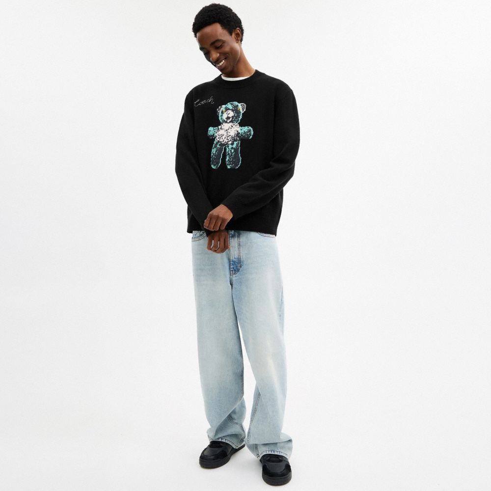 COACH®,Lightweight Bear Graphic Sweater,,Scale View
