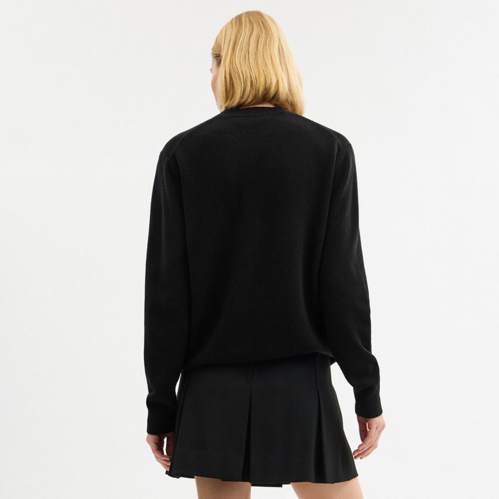 Coach Lightweight Bear Graphic Sweater In Black