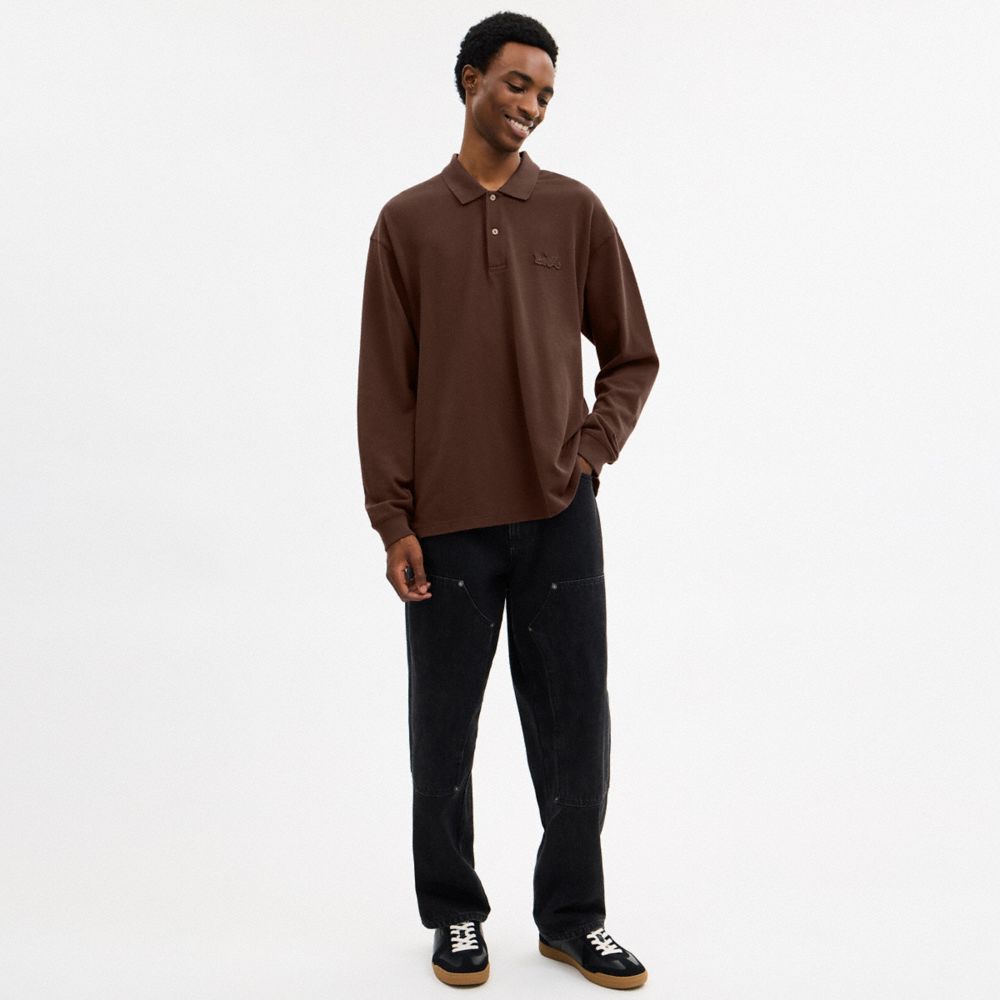 COACH®,Horse And Carriage Long Sleeve Polo,,Scale View