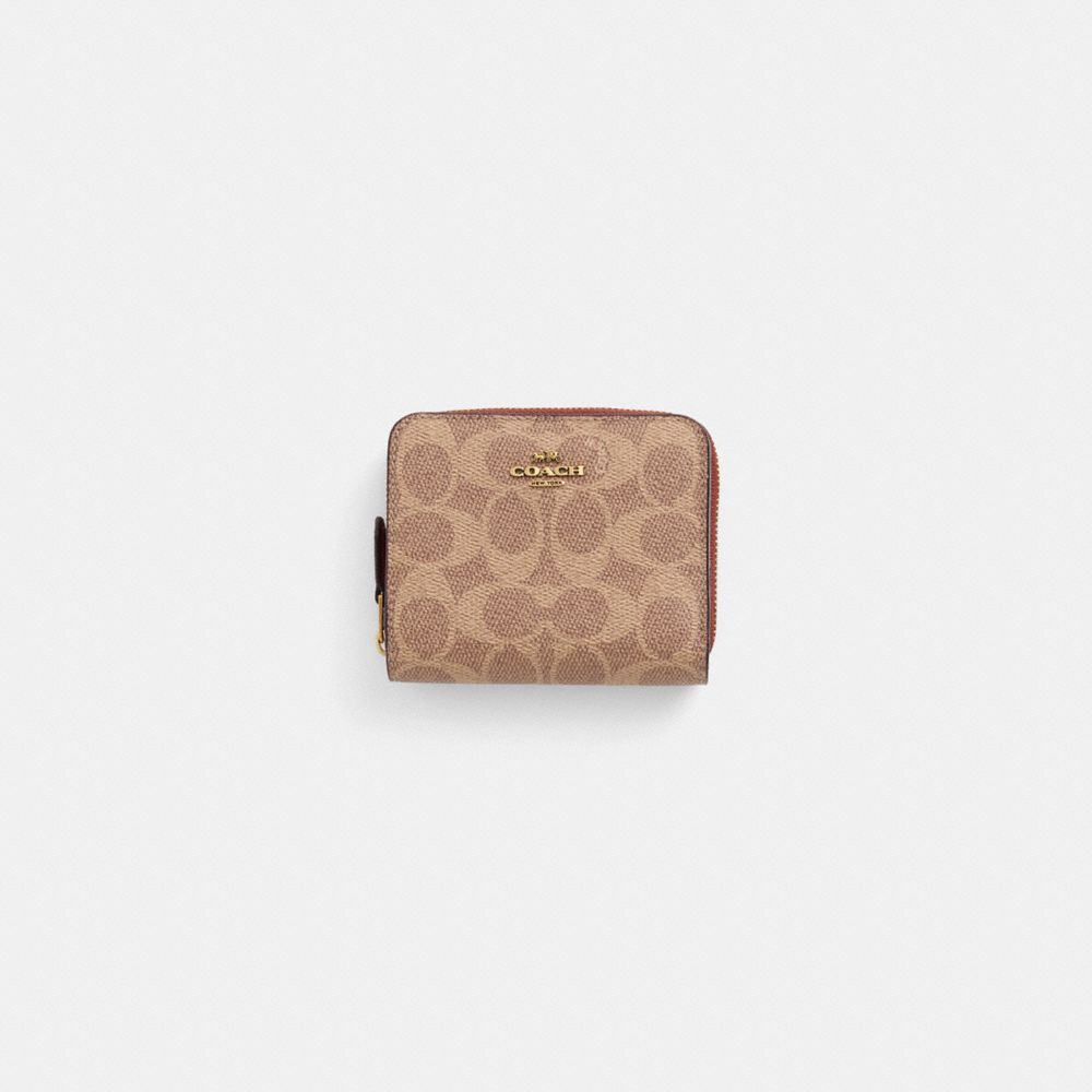 Coach Restored Billfold Wallet In Signature Canvas In Brass/tan/rust