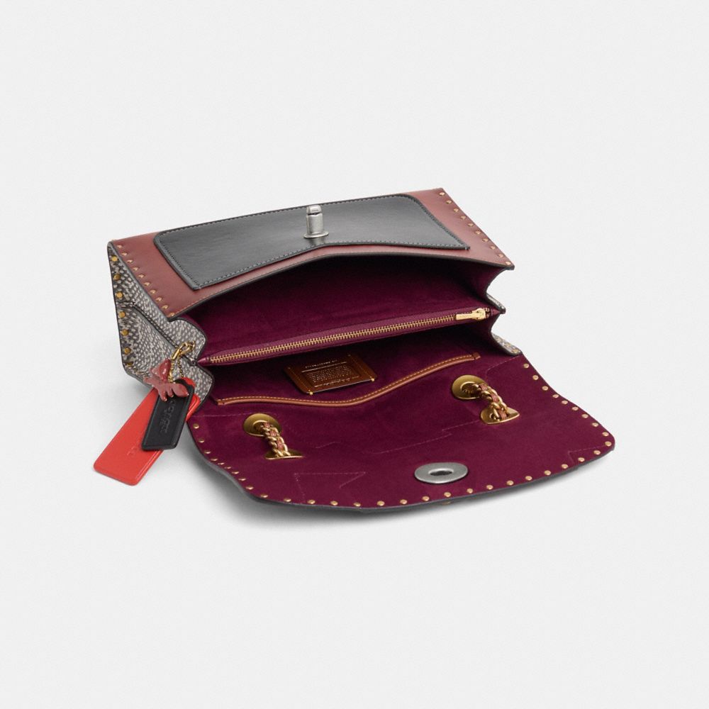 Coach Upcrafted Parker With Rivets And Snakeskin Detail In Brass/black Multi