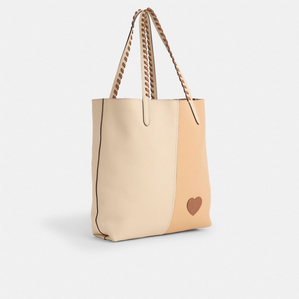 COACH®,Upcrafted North Tote In Colorblock,Leather,Tote,Color Block,Logo,Metal,Whipstitch,Applique,Casual,Multi Color,Angle View