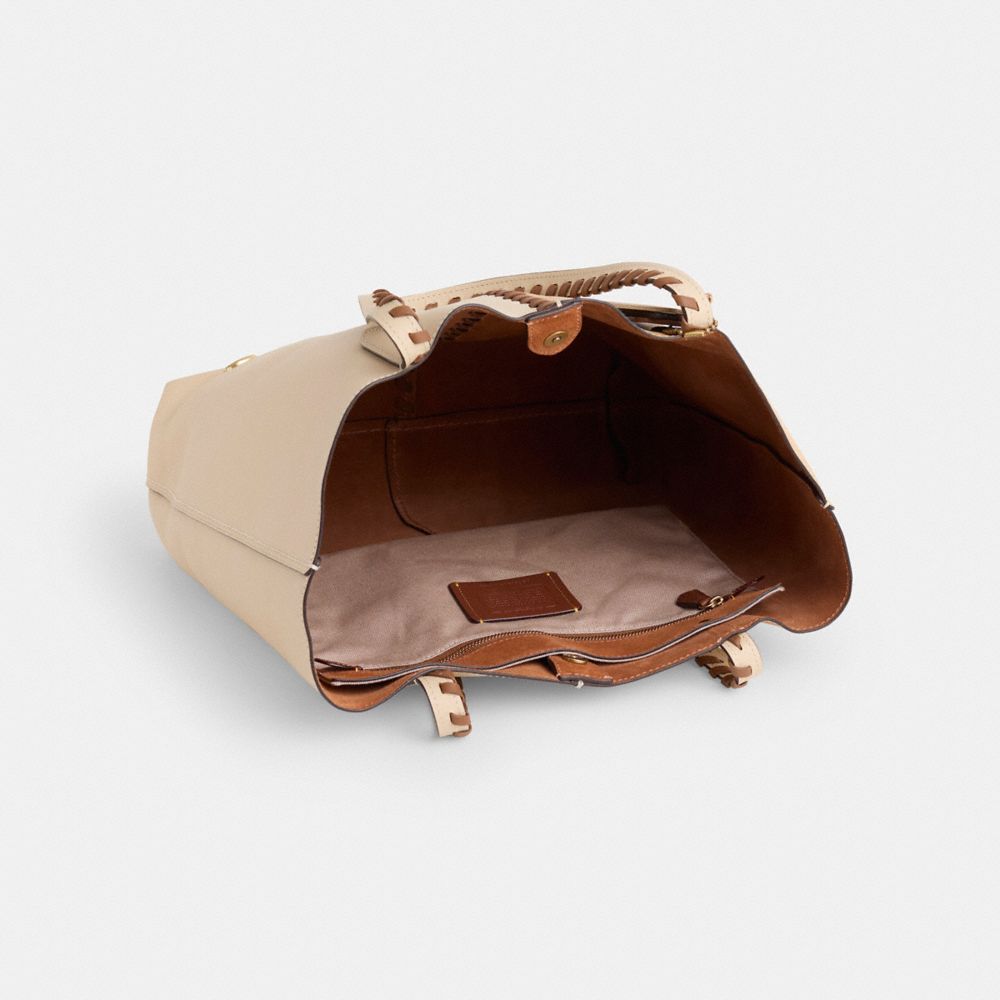 COACH®,Upcrafted North Tote In Colorblock,Leather,Tote,Color Block,Logo,Metal,Whipstitch,Applique,Casual,Multi Color,Inside View,Top View