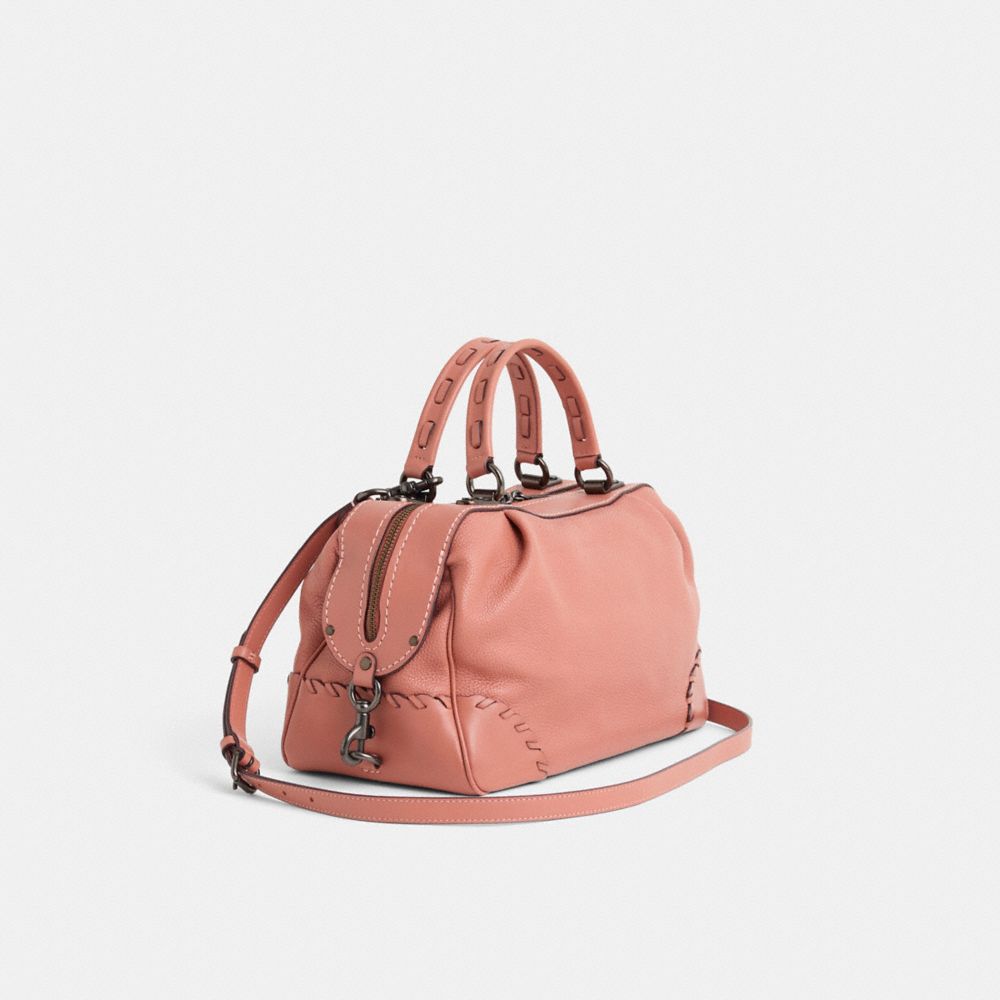COACH®,Upcrafted Lane Satchel With Whipstitch,Pink,Angle View