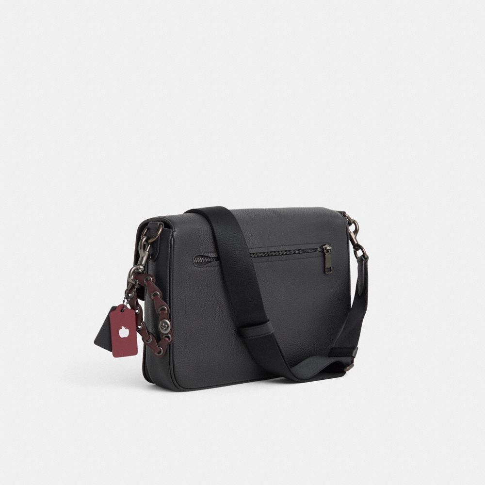 COACH®,Upcrafted Soft Tabby Messenger In Signature Leather,Black,Angle View