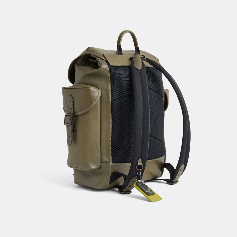 COACH®,Upcrafted Hitch Backpack,Olive,Angle View