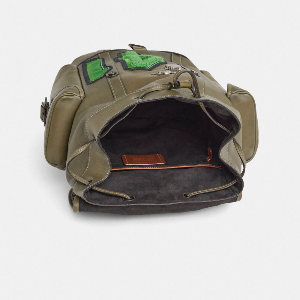 COACH®,Upcrafted Hitch Backpack,Olive,Inside View,Top View
