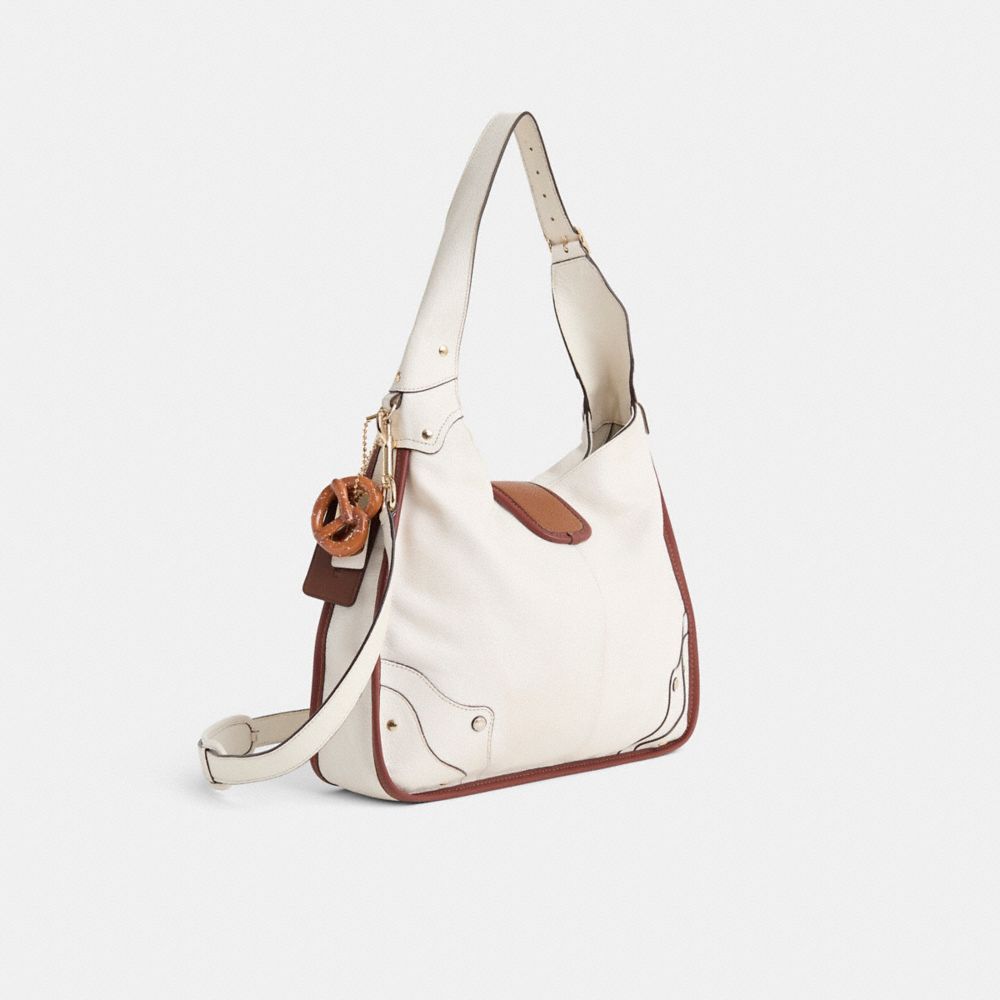 COACH®,Upcrafted Rhyder Hobo,White,Angle View