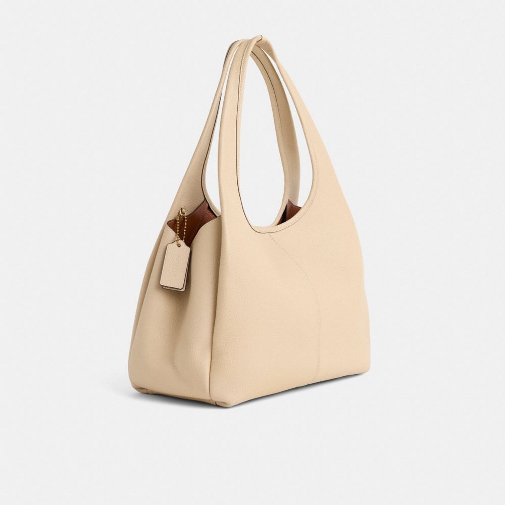 COACH®,Upcrafted Lana Shoulder Bag,Cream,Angle View