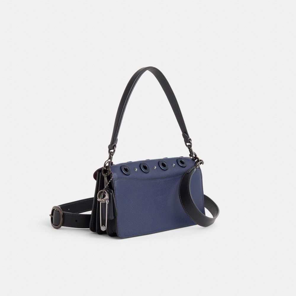 COACH®,Upcrafted Tabby Shoulder Bag 26,Leather,Shoulder Bag,Embellished,Logo,Metal,Studded,Grommet,Adjustable,Mixed Metal,...,Navy,Angle View