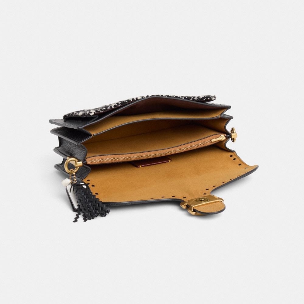 COACH®,Upcrafted Tabby Shoulder Bag 26,Leather,Shoulder Bag,Mixed Media,Studded,Tassel,Logo,Metal,Adjustable,Gold Metal,Da...,Black,Inside View,Top View