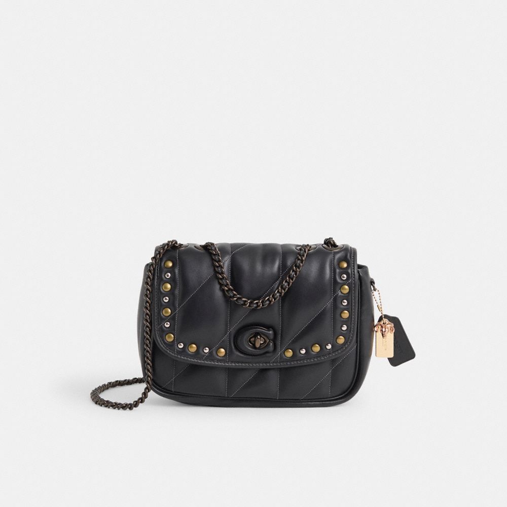 COACH®,Upcrafted Pillow Madison Shoulder Bag With Quilting,Black,Front View