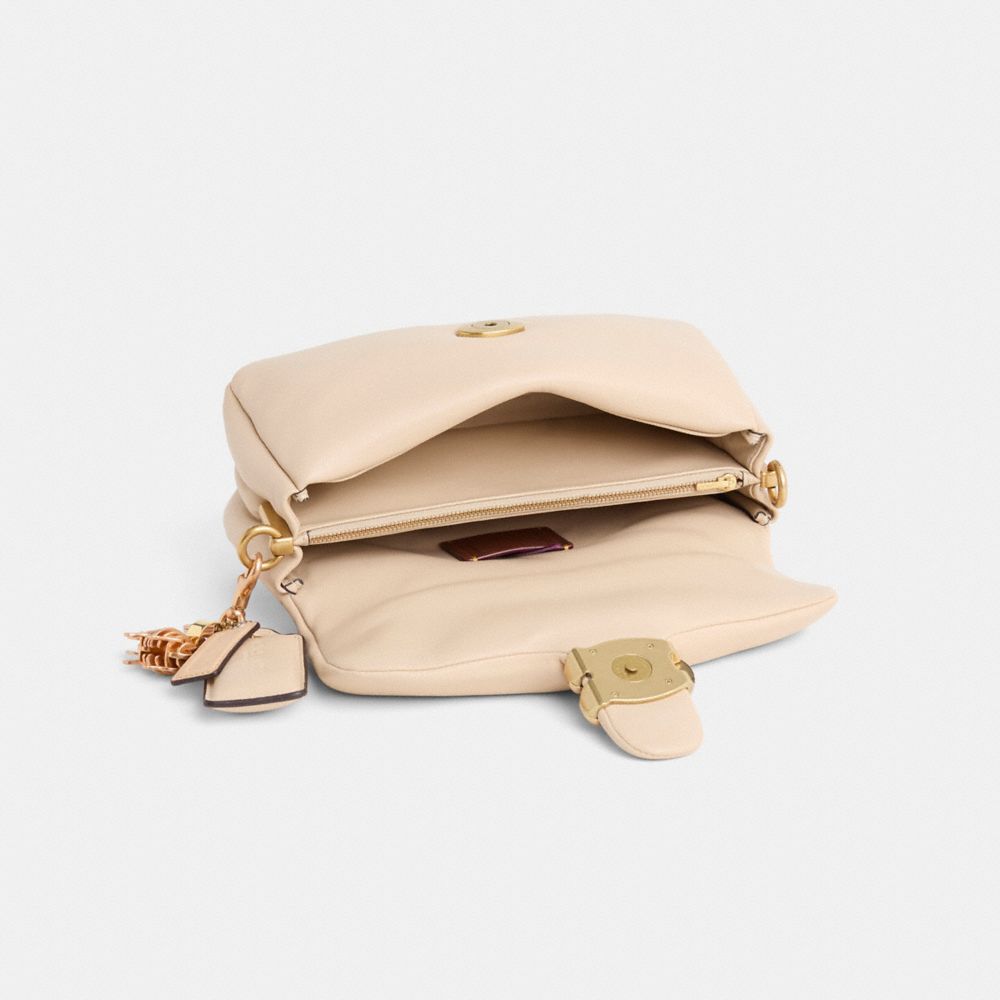 COACH®,Upcrafted Pillow Tabby Shoulder Bag 26,Shoulder Bag,Chain Detail,Metal,Logo,Brass,Casual,Day Party,Cream,Inside View,Top View