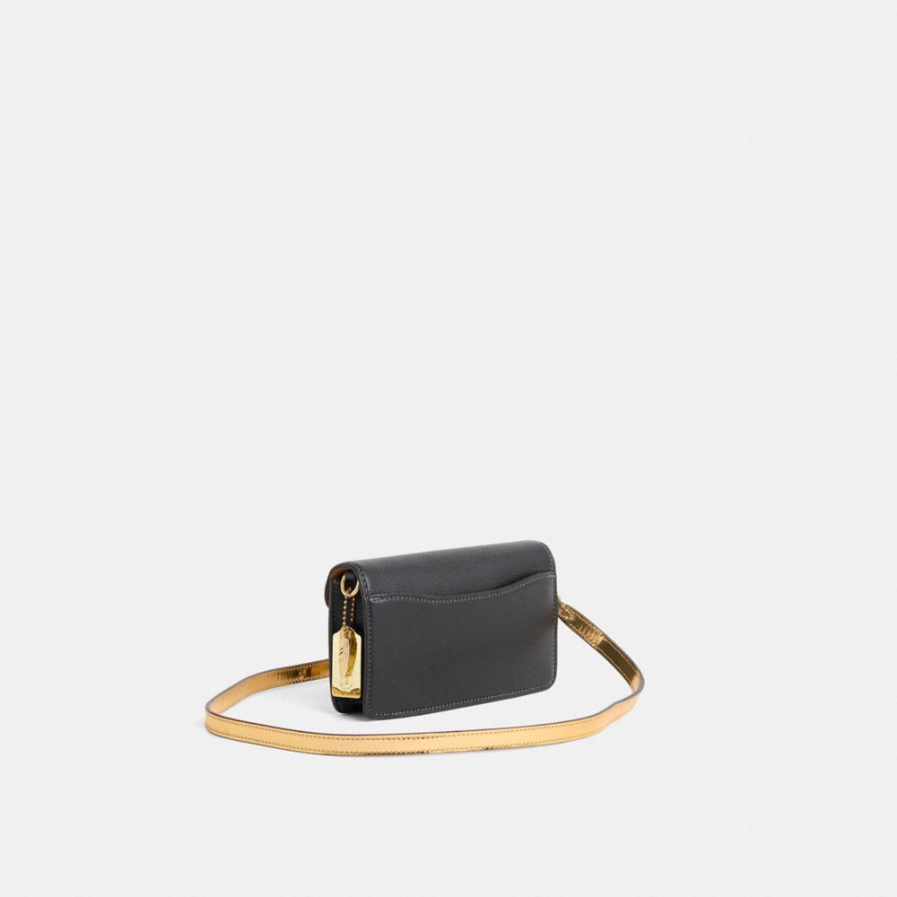 COACH®,Upcrafted Tabby Crossbody Wristlet,Crossbody,Faux Leather,Color Block,Metal,Logo,Key Ring,Casual,Black,Angle View