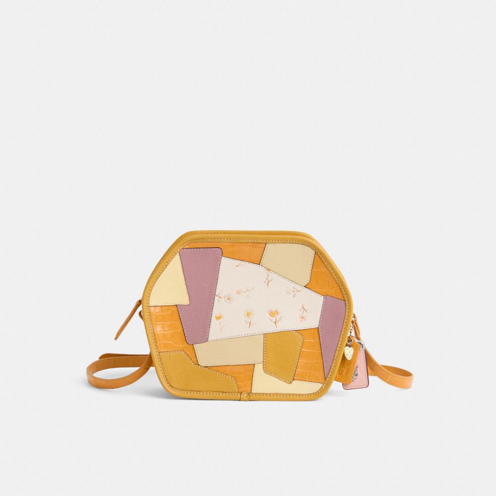Coach Upcrafted Zip Geometric Pouch In Alligator In Brass/yellow