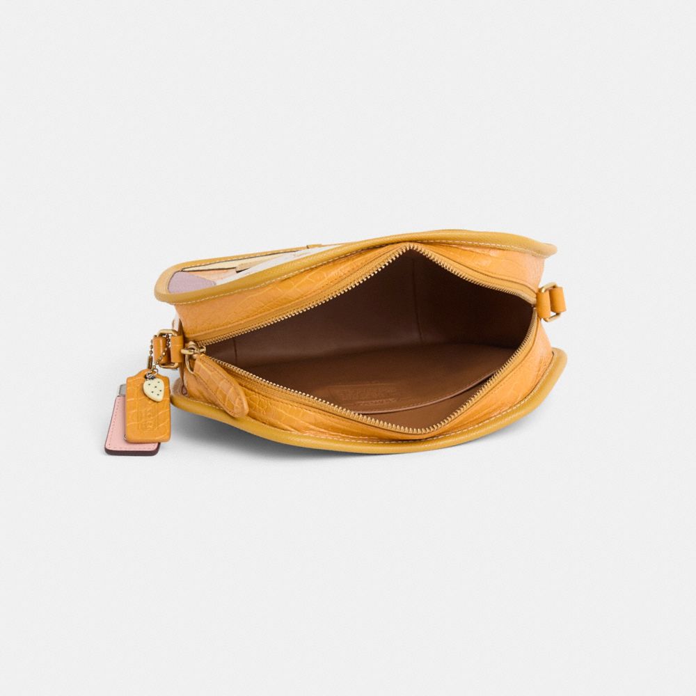 Coach Upcrafted Zip Geometric Pouch In Alligator In Brass/yellow