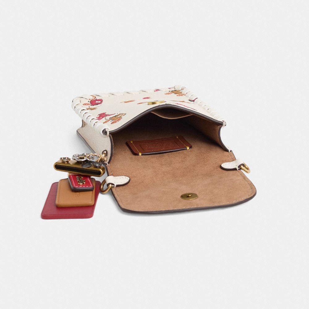 COACH®,Upcrafted Phone Crossbody Bag,Cream,Inside View,Top View