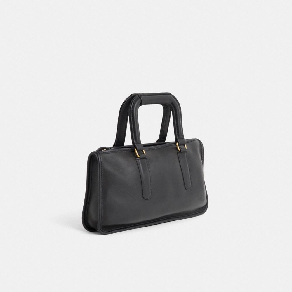 COACH®,Vintage Classic Slim Satchel Compact Bag,Black,Angle View